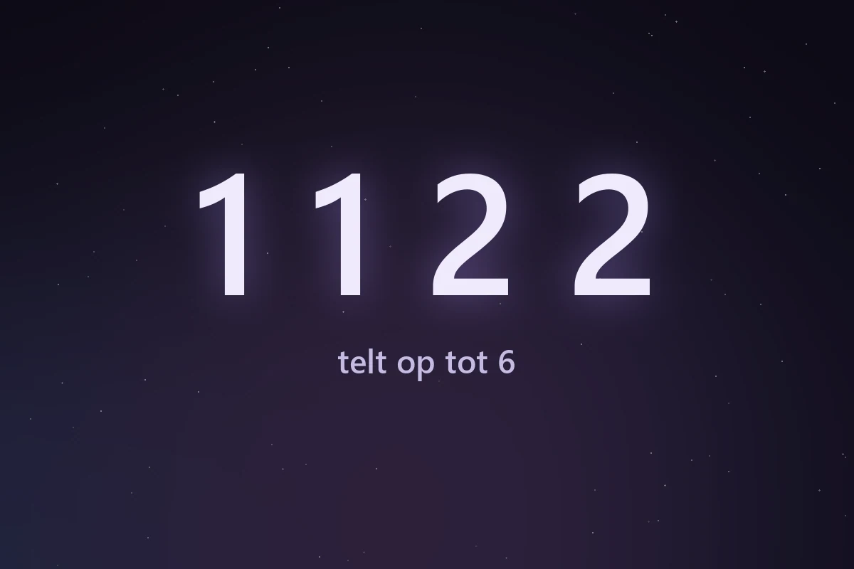 De cijferreeks 1122, die in de numerologie optelt tot 6