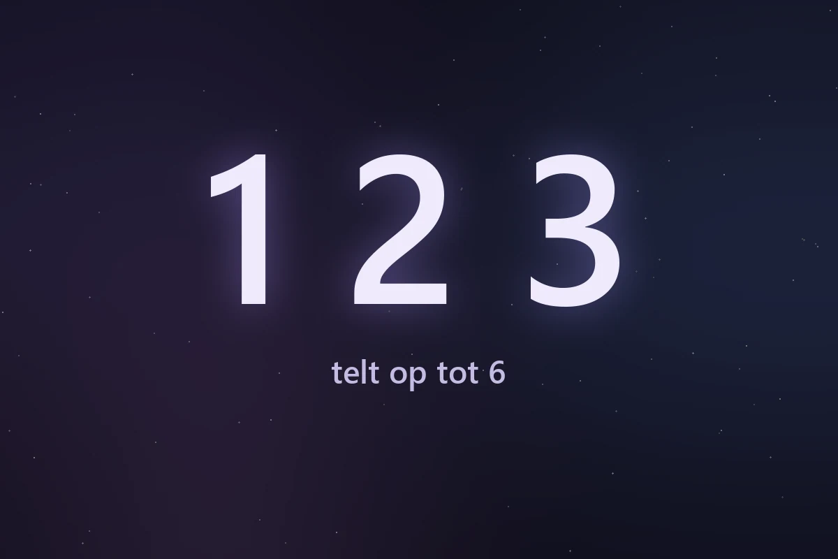 De cijferreeks 123, die in de numerologie optelt tot 6