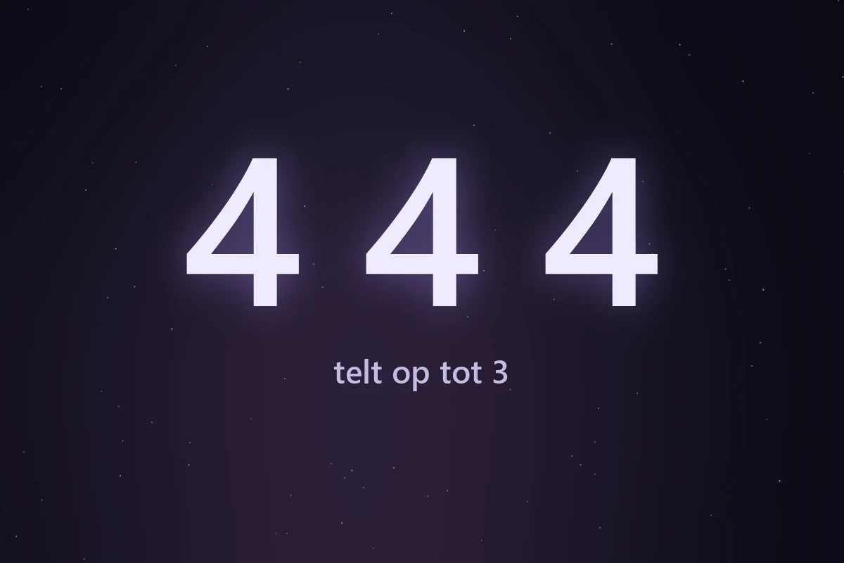 De cijferreeks 444, die in de numerologie optelt tot 3