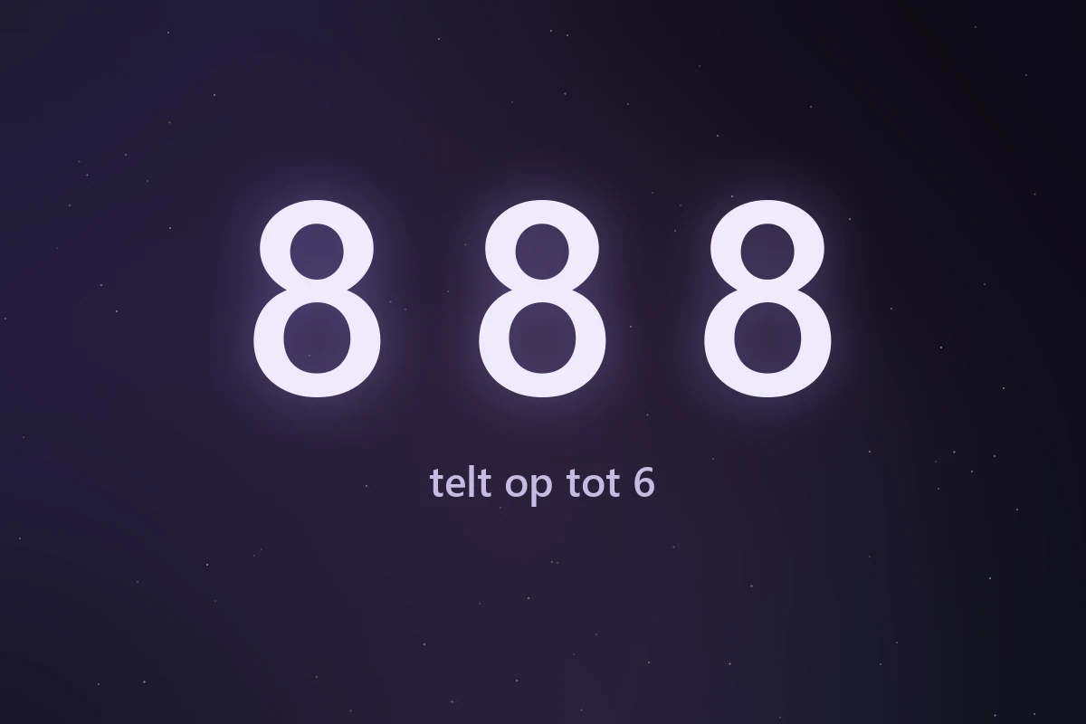 De cijferreeks 888, die in de numerologie optelt tot 6